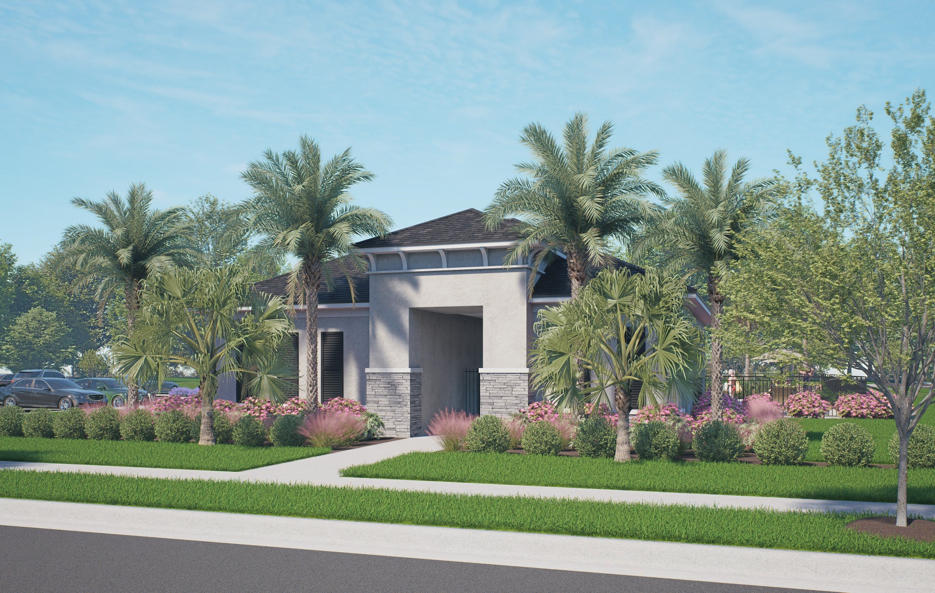 Leela Reserve Cabana Rendering. Leela Reserve Paired Villas New Homes in Tavares, FL