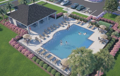 Leela Reserve Amenity Pool Overhead Rendering. New Homes in Tavares, FL